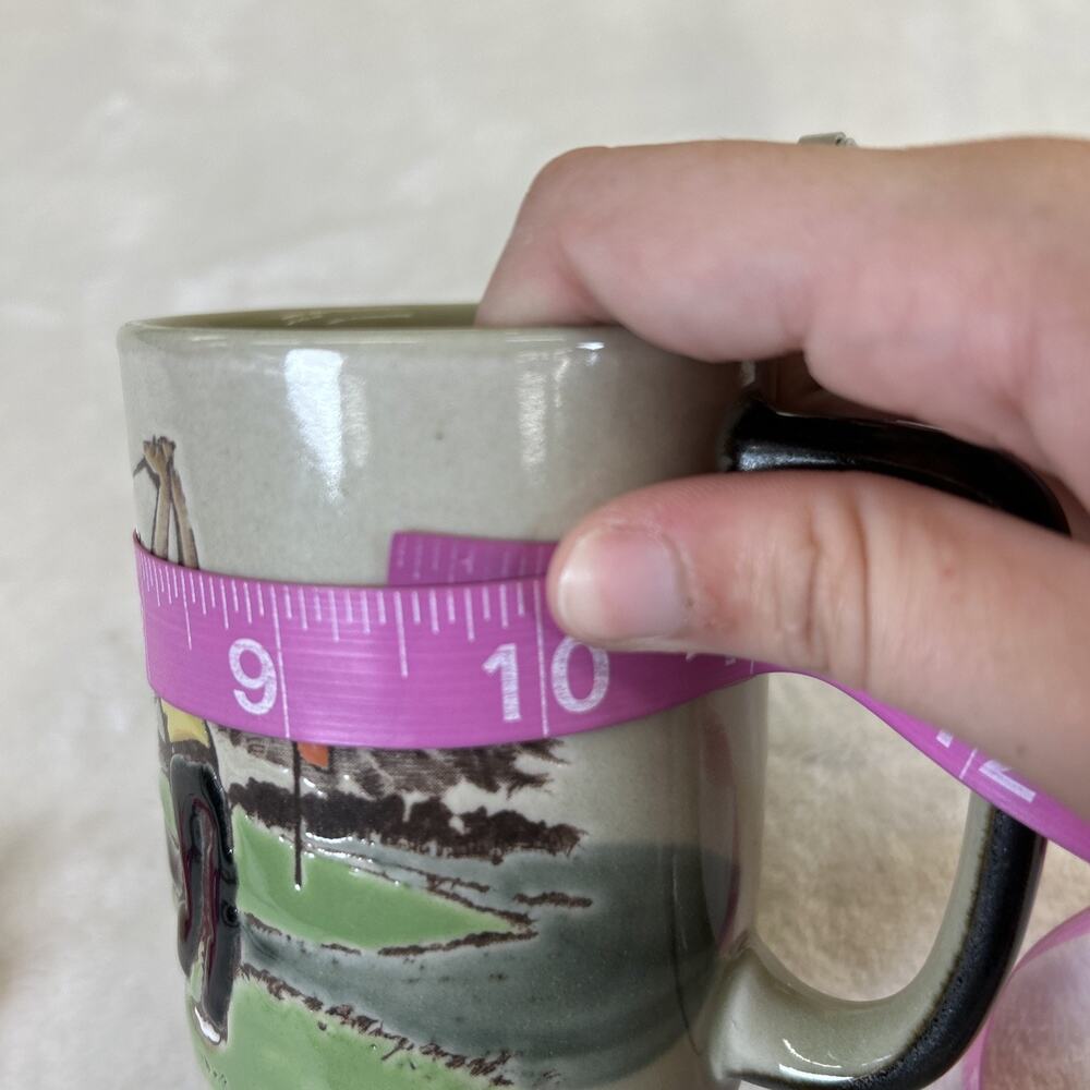 Vintage Otagiri Male Golfer Ceramic Embossed Stoneware Coffee Cup Bnfts Charity - Picture 9 of 10